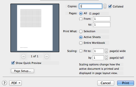 print just the graph in excel for mac