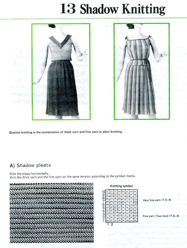 Shadow pleats knitting